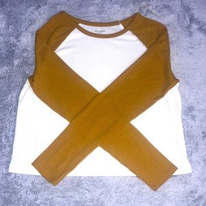 Arizona Ribbed Mustard Yellow and White Long Sleeve, Light Material!